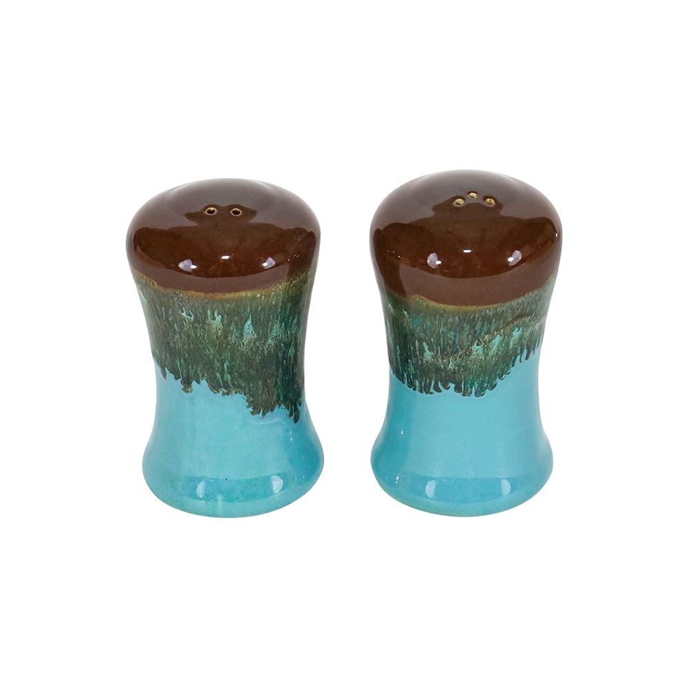 Spinning Salt and Pepper Shaker Set Majolica Ceramic hand made