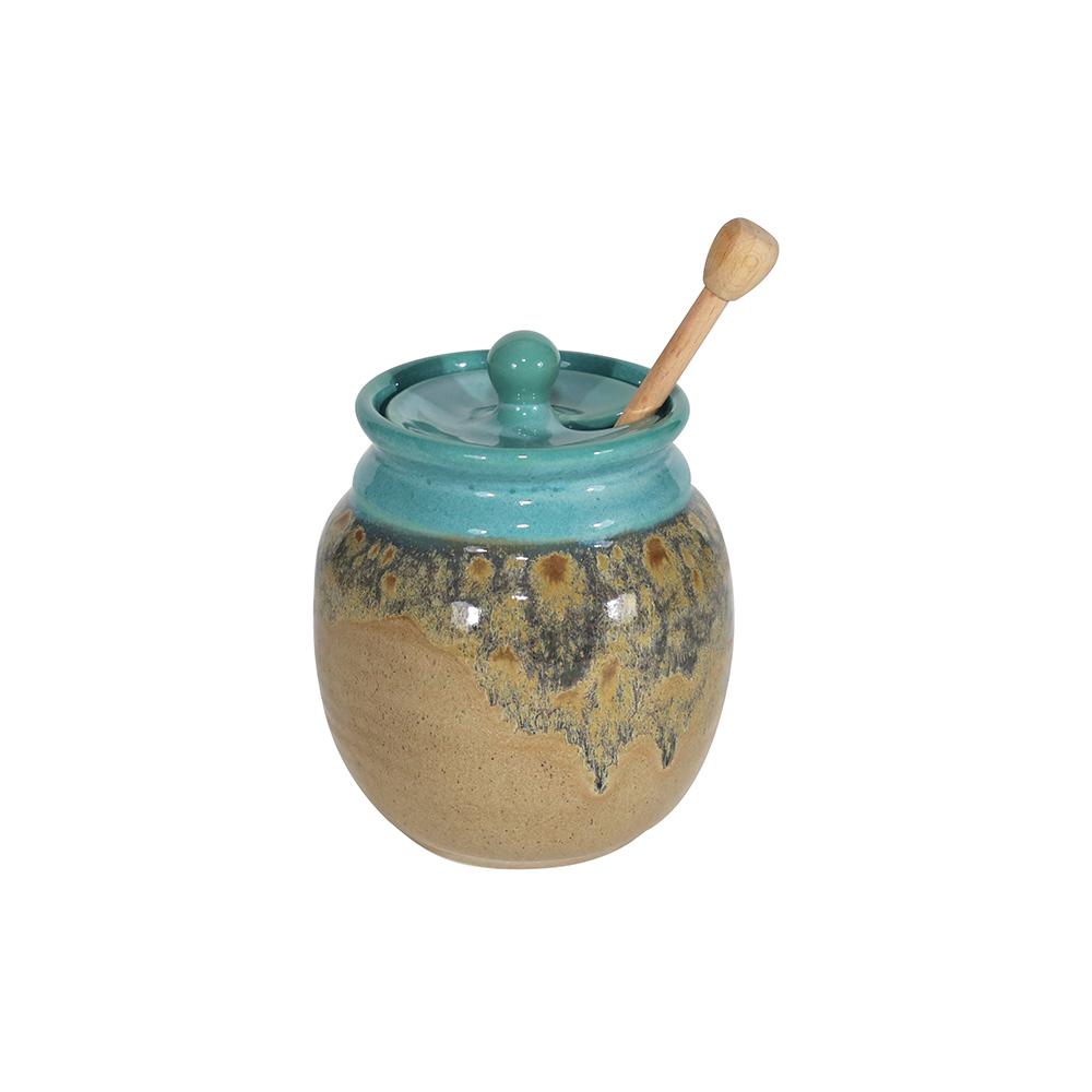 handmade ceramic plant pots Handmade Ceramic Honey Pot With Stick/Dipper (Pot Dipper) Island Oasis, Clay In Motion